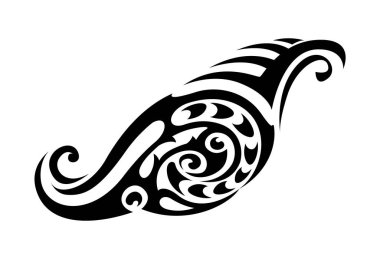 Siyah maori dövmesi kabile şekli. Polinezya kültür kolu süsü. Balık kancası, girdap, sınır, dalga elementi. Soyut Yeni Zelanda, Filipinler ve Hawaii yerel motif sanat kalıpları