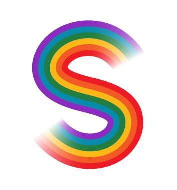 St Patricks yazı tipi gökkuşağı harfi S. March kutlama yazı tipi vektör unsuru, İrlanda halk tipi mektup. Bahar tatili alfabesi sembolü veya gökkuşağı renk çizgileri olan Aziz Patrick ABC yazı dizisi işareti