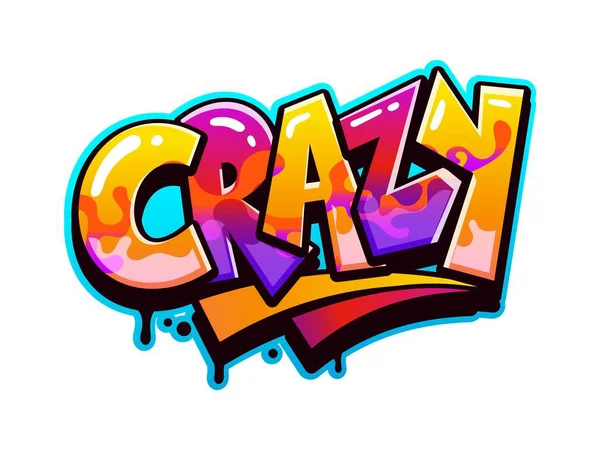 Çılgın sokak sanatı grafitileri, hip hop boya spreyi tipografisi. Şehir grafitileri, sokak duvarı, havalı çizim vektör yazıları. Hip Hop hava fırçası etiket tipografisi veya funky mor ve turuncu harfli metin