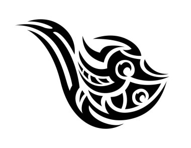 Samoalı Maori kültür dövmesi ya da sembolü. Hawaii etnik motifi siyah işareti, kabile monokrom vektör sembolü. Yeni Zelanda kültür savaşçısı dövmesi ya da Polinezya Maori kabilesinin soyut baskısı
