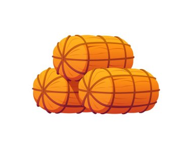 Japanese New Year straw rice bale bundles tied with rope and stacked together. Vector symbol of agriculture, harvest, tradition and rural culture in seasonal festival rituals and Asian decoration