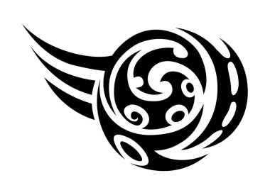Polinezya Maori kabilesi dövmesi ya da parmak izi. Polinezya Maori kabilesi dövmesi, kültür siyah vektör sembolü. Yeni Zelanda kabilesi motifi soyut işaret ya da Hawaii etnik savaşçı tek renkli baskısı