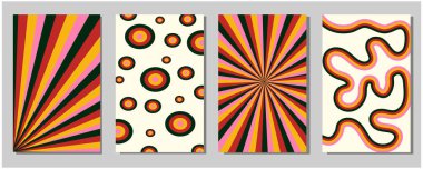 Retro Geometric Deseni (Retro Geometric Destern) (124; Vintage Psychedelic Wall Art Prints (Vintage Psychedelic Wall Art Prints) (Kalın Soyut Şekiller, Çizgiler ve Çemberler)