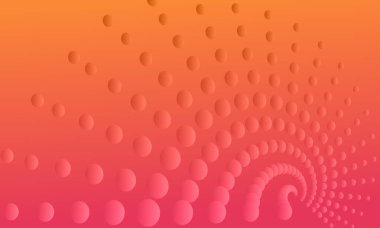 Sarıdan pembeye doğru eğimli soyut bir arkaplan. Mesafeye doğru dönen 3 boyutlu bir küre deseni var.