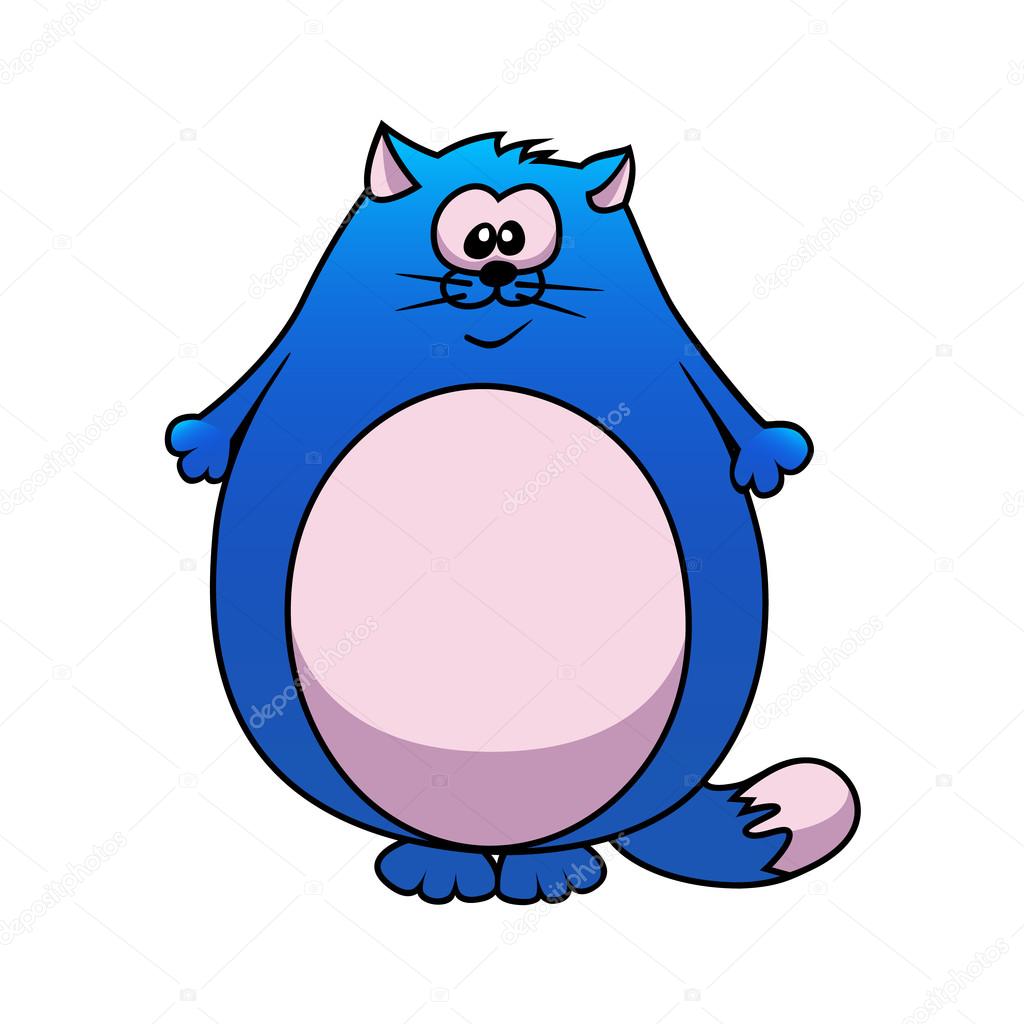 Short fat cartoon | Blue cartoon fat cat — Stock Vector © MariannaSh