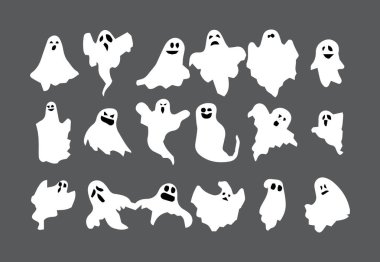 Bu vektör illüstrasyonunda Cadılar Bayramı temalı sanat ve el sanatları için mükemmel hayaletlerden oluşan bir koleksiyon var. Bu şirin hayaletler farklı şekillerde ve boyutlarda ve çeşitli yüz ifadeleri ile neşeli ve eğlenceli bir atmosp oluşturuyorlar.