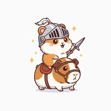 Çizgi filmlerde, şövalye miğferi takan ve kobay faresine binen bir hamster gösterilir. Sanat eserleri parlak renklerden faydalanıyor, dostane bir atmosfer yaratıyor. Kompozisyon temiz ve basit, muhtemelen çocukların içeriği ve reklamı için tasarlanmış.