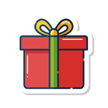 Yeşil Kurdele ve Sarı Fiyonk Etiketli Kırmızı Hediye Kutusu.