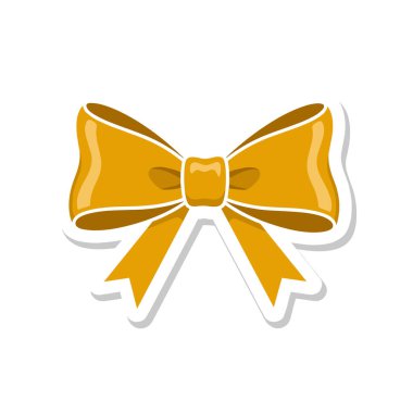 Altın Hediye Yay Etiketi Beyaz Arkaplanda İzole Edildi.