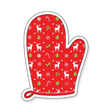 Ren Geyiği ve Kar Tanesi desenli Noel Fırını Eldiveni.