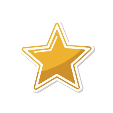 Temiz Bir Arkaplanda Beyaz Çizgili Altın Yıldız Etiketi.