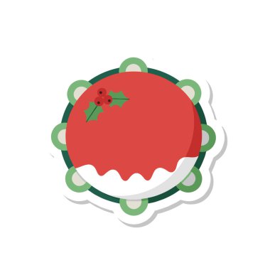 Holly Berries ve Leaves Sticker 'la Noel Tef.