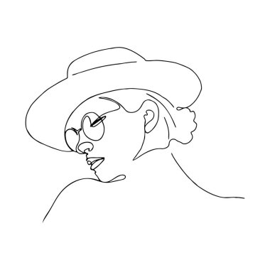 Modern kart, kadın yüzü tek sıra şeklinde. Kadın üstünlüğü biçimlendirilmiş model. Modern basılabilir tasarım. Vektör