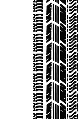 Tekerlek lastiklerinde kusursuz desen var. Araba lastiği izleri ve kirli lastik izleri. Metin için boş alanı olan vektör izole afişi