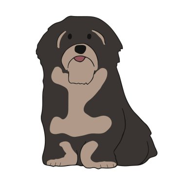 Tatlı havan cinsi. Küçük genç köpek poz veriyor. Şirin bir köpek yavrusu ya da evcil hayvan bakıcısı ve beyaz arka planda izole edilmiş mutlu görünüyor. Vektör