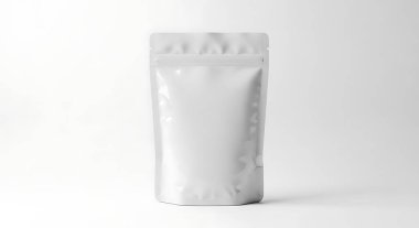 Beyaz arka planda izole edilmiş, ürün sunumu için mükemmel, boş beyaz bir çanta modelleme yakın çekim.