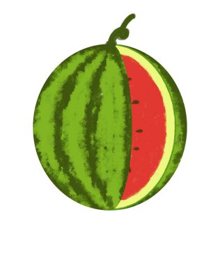 Beyaz arka planda izole edilmiş taze karpuz çizimi