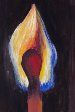 Karanlıkta yanan kibritlerin akrilik resmi