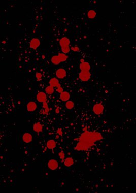 Siyah üzerine kan kırmızısı boya damlalarının soyut arkaplanı