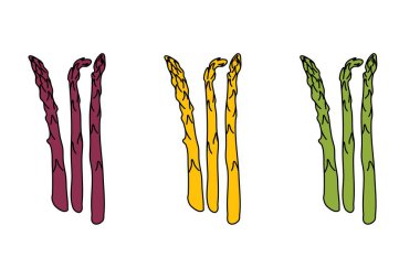 Kuşkonmaz İllüstrasyonu Beyaz Arkaplanda Üç Renk Değişikliği Ayarlandı