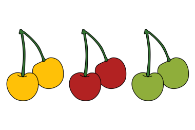 Şeffaf Arkaplan Üzerine Üç Renk Değişikliğinde Vişne İllüstrasyonu Ayarları