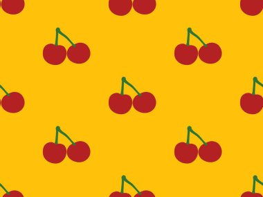 Sarı arkaplanda kusursuz kırmızı kiraz deseni