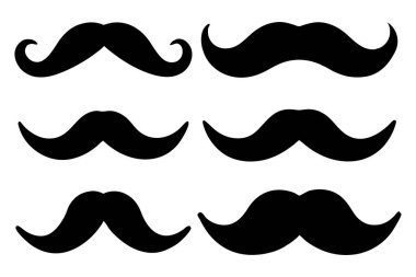 İki sıra halinde dizilmiş altı farklı siyah bıyıklı bir grafik çizimi.