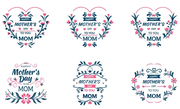 Çiçekli tasarımlar ve kutlama metinlerinin yer aldığı altı eşsiz Anneler Günü rozeti hediye ve süslemeler için mükemmel..