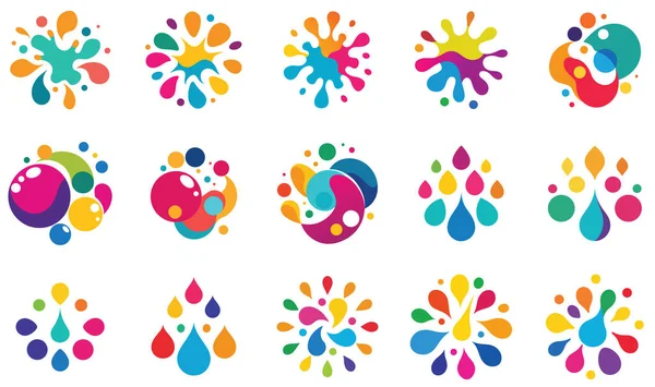 Soyut, renkli boya serpintileri ve göz yaşı damlası şekilleri beyaz arka planda çeşitli dinamik desenler halinde dizilmiş..