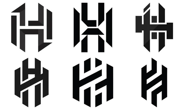 Siyah ve beyaz palette sunulan altı soyut, geometrik 'H' monogramından oluşan bir koleksiyon, modern tasarım unsurlarını sergiliyor..