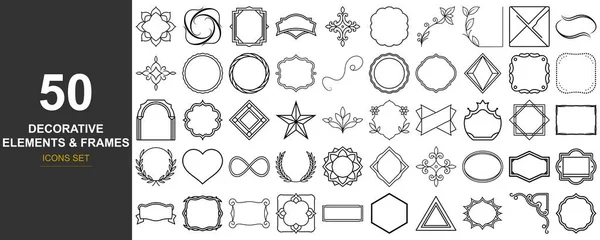 Grafik tasarımı ve sanatsal projeler için 50 eşsiz, karmaşık şekilde tasarlanmış dekoratif çerçeveler ve süslemeli elementlerden oluşan bir çeşitlilik.