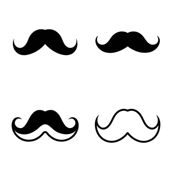Dört farklı bıyık dizaynı, üçü siyah, biri siyah, beyaz arkaplanda sunuluyor..
