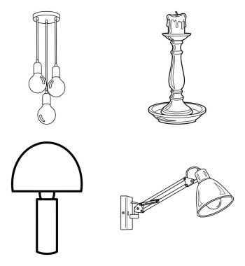 Explore diverse lighting designs from modern pendants to classic candelabras and desk lamps, perfect for interior design concepts.