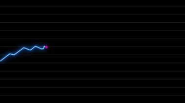 Yukarı doğru bir eğilim gösteren mavi bir çizgi grafiği canlandırıldı. Siyah bir grafikte pembe nokta 4k olarak gösterildi.