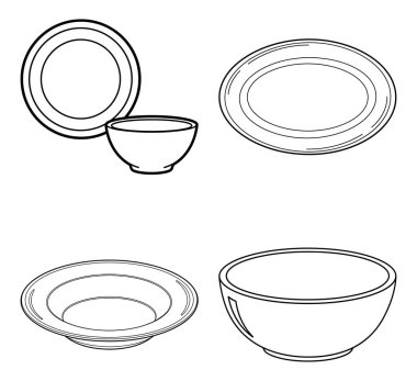 Basit boyama kitabı için sergi tabakları ve çanak koleksiyonu serisi: