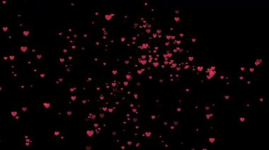 Romantik görseller için akışkan parçacıklara sahip hareketli kalp simgesi