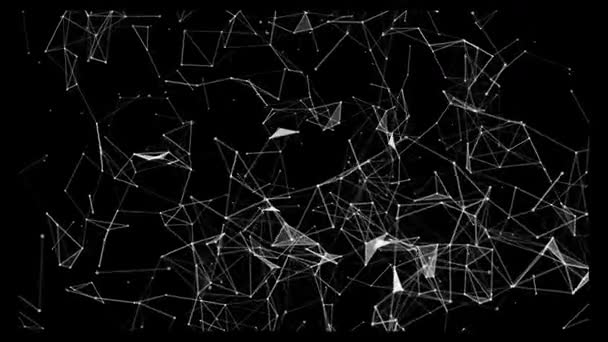Mesmerizing white particle animation on a deep black background, abstract motion graphics loop