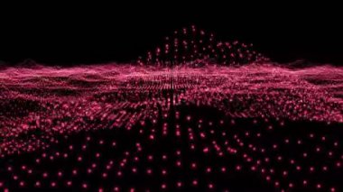 Kırmızı noktalı dalgalı çizgi desen tasarım döngüsü 4k ile canlandırılmış soyut koyu arkaplan