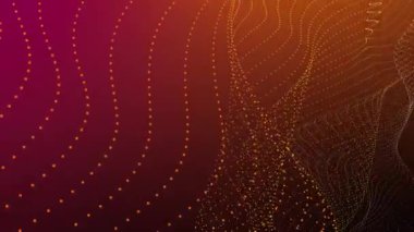 Kırmızı, turuncu ve noktalı dalgalı çizgiler 4k 'de döngü oluşturan soyut bir arkaplan canlandırması