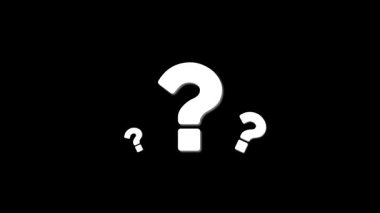 Siyah arka planda gölgeli üç beyaz soru işaretini 4k içinde canlandırdı.