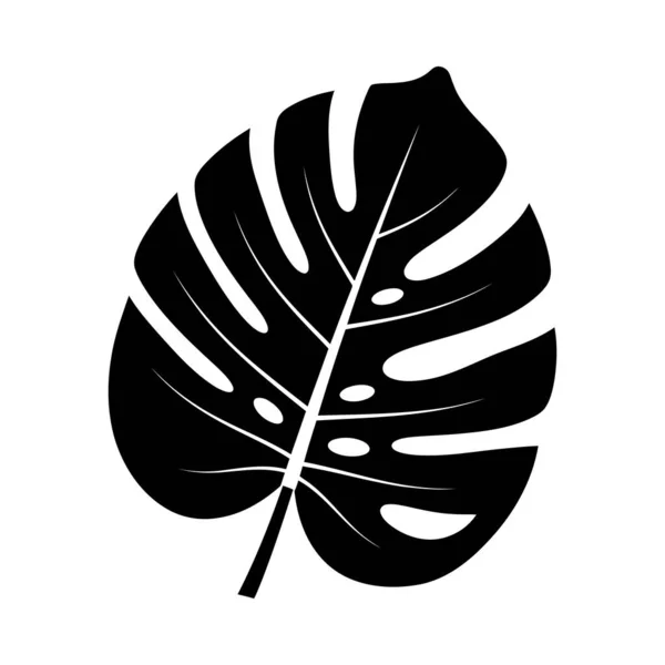 Tarz sahibi siyah canavar yaprak vektör ikonu. Karmaşık kesimler, izole edilmiş. Web tasarımı, baskı, tropikal temalar, doğa kavramları ve modern markalaşma projeleri için ideal.