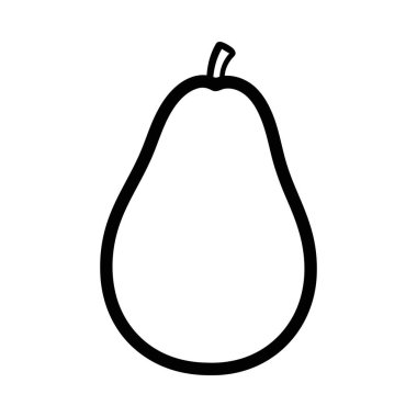 Beyaz arka planda izole edilmiş basit ama zarif bir armut çizimi. Armutun klasik şekli açıkça tanımlanmıştır, bu da onu çeşitli tasarım amaçları için ideal kılar..