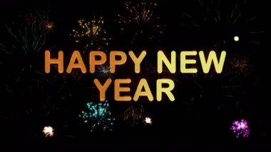 Renkli havai fişek gösterisiyle muhteşem yeni yıl animasyonu
