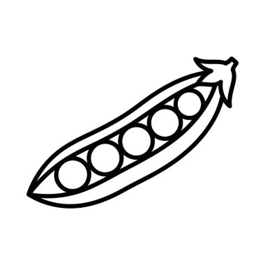 İçinde birden fazla yuvarlak bezelye bulunan açık bir bezelye kabuğu içeren temiz ve basit bir sanat çizgisi çizimi. Sağlıklı yiyecekler, bahçıvanlık ya da taze sebze kavramları için idealdir. Minimalist grafik.