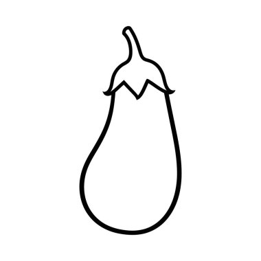 Basit bir siyah taslak, patlıcan sebzesinin düz çizimi, minimalist tasarımlar, yemek pişirme, sağlıklı gıda kavramları ve vejetaryen temalar için ideal..