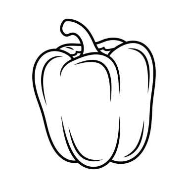 Bir dolma biberin basit bir çizimi, izole edilmiş. Boyama kitapları, eğitim malzemeleri, sağlıklı beslenme ve yemek temaları için mükemmel..