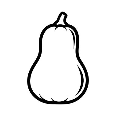 Tereyağlı kabağın basit siyah tasviri. Yemek pişirmek, sağlıklı beslenmek ve sonbahar hasat temaları için mükemmel. Eğitim materyalleri veya yemek blogları için ideal.