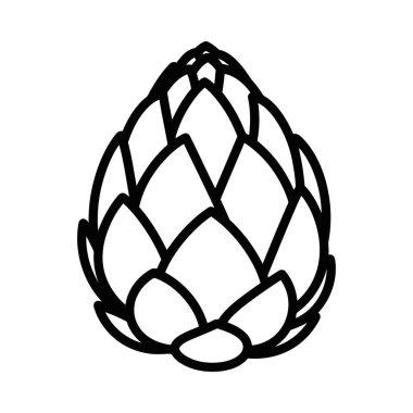 Taze enginarın minimalist siyah beyaz çizgili sanat çizgisi çizimi. Mutfak tasarımı, yemek blogları, menüler ve sağlıklı beslenme kavramları için ideal. Temiz vektör.