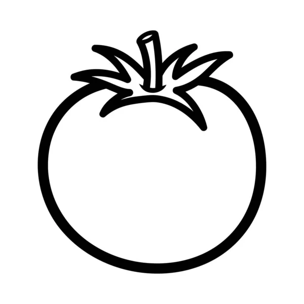 Yapraklı taze domatesin basit çizimleri organik gıda kavramları, sağlıklı beslenme ve mutfak temaları için idealdir. Minimalist grafik tasarım ögesi.