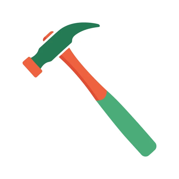 Yeşil başlı ve turuncu saplı bir çekicin canlı, stilize çizgi film çizimi. Yapım, onarım, DIY projeleri ve web tasarım elemanları için gerekli.